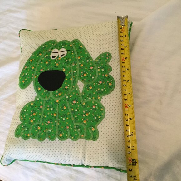 Calico Puppy Dog Pillow with Paw Prints on Back 10" x 12" Handmade - Picture 4 of 4